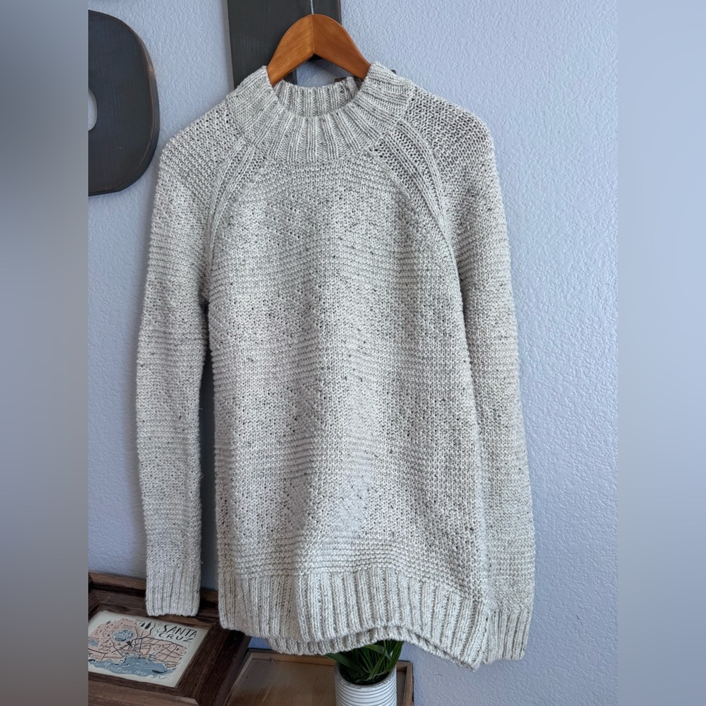 Prana small knit oatmeal colored mock neck sweater